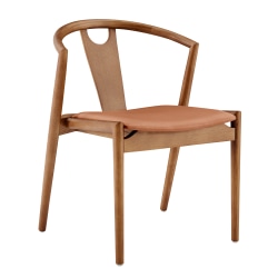 Eurostyle Blanche Faux Leather Side Chair, Dark Tan/Walnut