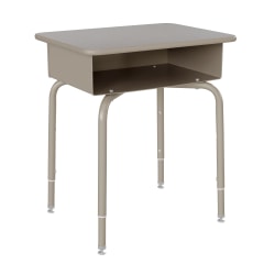 Flash Furniture Student Desk with Open Front Metal Book Box, Gray Granite Top/Silver Frame