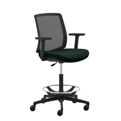 WorkPro® Expanse Antimicrobial Vinyl/Mesh Mid-Back Adjustable Drafting Chair With Back, Black