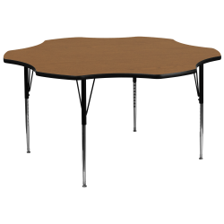 Flash Furniture 60'' Flower Thermal Laminate Activity Table With Standard Height-Adjustable Legs, Oak