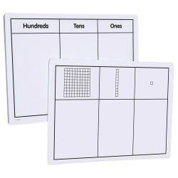 Didax Write-On/Wipe-Off Base Ten Block Cards, 9" x 12", White, Grade 1 To 6, Set Of 10 Cards