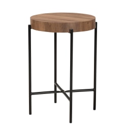 Baxton Studio Savion Modern Industrial Metal End Table, 24"H x 15-3/4"W x 15-3/4"D, Walnut Brown/Black