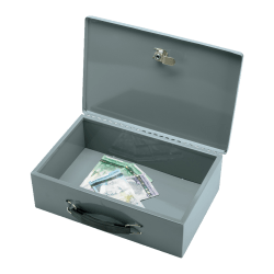Sparco All-Steel Key Lock Fire-Retardant Cash Box, 12 3/4" x 8 1/4" x 3 3/4", Gray