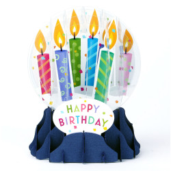 Up With Paper Everyday Pop-Up Greeting Card, Snow Globe, 5" x 3-3/4", Birthday Candles
