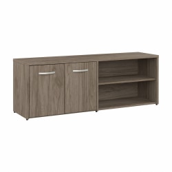 Bush® Business Furniture Studio C 60"W Low Storage Cabinet With Doors And Shelves, Modern Hickory, Standard Delivery