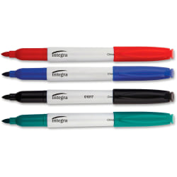 Integra Bullet Tip Dry-Erase Whiteboard Markers, Assorted Barrel, Assorted Ink, Pack Of 4 Markers