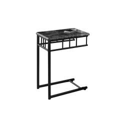 Monarch Specialties Oliver Accent Table, 24"H x 12"W x 18"D, Dark Gray Marble/Charcoal