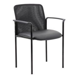 Boss Office Products Caressoft/Mesh Stacking Guest Chair, Black