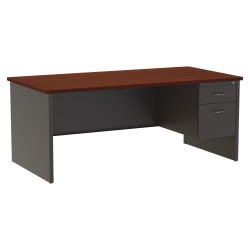 WorkPro® Modular 72"W Right-Pedestal Computer Desk, Charcoal/Mahogany