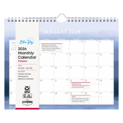 2026 Blue Sky Monthly Wall Calendar, 11" x 8-3/4", Inner Peace, January To December, 152691