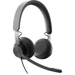 Logitech Zone Headset - Stereo - USB Type C - Wired - 32 Ohm - 20 Hz - 16 kHz - Over-the-head - Binaural - Circumaural - 6.23 ft Cable - Uni-directional, Omni-directional Microphone