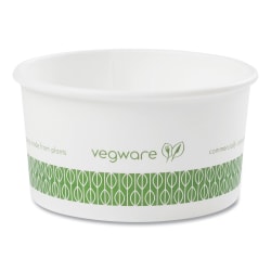 Vegware Soup Containers, 6 oz, 3.5" Diameter x 1.7" h, Green/White, Paper, 1,000/Carton