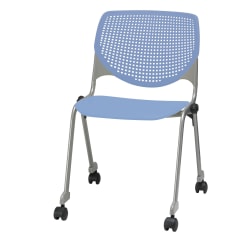 KFI Studios KOOL Stacking Chair With Casters, Peri Blue/Silver