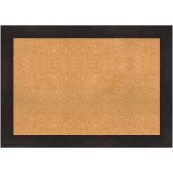 Amanti Art Rectangular Non-Magnetic Cork Bulletin Board, Natural, 42" x 30", Furniture Espresso Plastic Frame