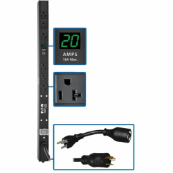 Tripp Lite PDU Metered 120V 20A 5-15/20R 6 Outlet L5-20P 24" Height 0URM, PDUMV2024