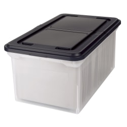 Office Depot® Brand Stackable File Tote Box, Letter Size, 10-7/10"H x 22-4/5"D x 13-7/10"W, Clear/Black