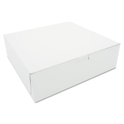 SCT® 1-Piece Non-Window Bakery Boxes, 3"H x 10"W x 10"D, White, Carton Of 200 Boxes