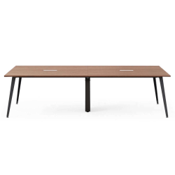 Branch Furniture Rectangle Conference Table, 30"H x 118"W x 48"D, Walnut Top/Charcoal Base