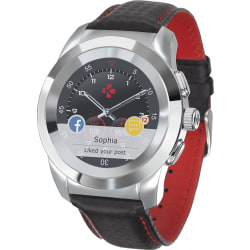 MyKronoz ZeTime Premium Hybrid Smartwatch, Regular, Polished Silver/Black Carbon Red, KRZT1RP-PSL-BKCAR