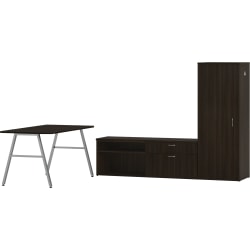 HON® Mod 84"W Computer Desk Executive Workstation, Java Oak/Silver