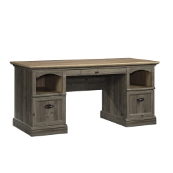 Sauder® Sonnet Springs 66"W Executive Double Pedestal Computer Desk, Pebble Pine®/Khaki Pine™