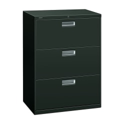 HON® 600 20"D Lateral 3-Drawer File Cabinet With Lock, Charcoal