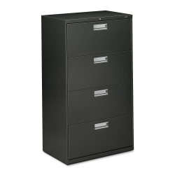 HON® 600 30"W x 18"D Lateral 4-Drawer File Cabinet With Lock, Charcoal