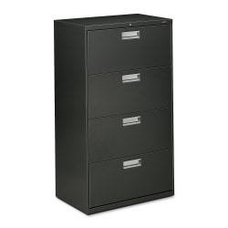HON® 600 30"W x 19-1/4"D Lateral 4-Drawer File Cabinet With Lock, Charcoal