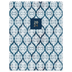 2024 Office Depot® Brand Monthly Planner, 8-1/4" x 10-1/4", Blue Floral, January To December 2024