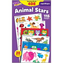 Trend Animal Fun Stickers Variety Pack - Fun, Animal Theme/Subject (Sea Buddies, Owl-Stars, Puppy Pals) Shape - Photo-safe, Non-toxic, Acid-free - 8" Height x 4.13" Width x 6.63" Length - Multicolor - 488 / Pack