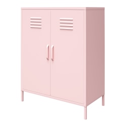 Ameriwood™ Home Cache 2-Door Metal Locker Storage Cabinet, 40"H x 31-1/2"W x 15-3/4"D, Pink