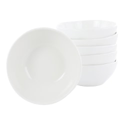 Our Table Simply White 6-Piece Organic Texture Porcelain Cereal Bowls, 6-1/4", White