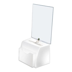 Azar Displays Medium Molded Lottery Box With Pocket, 17"H x 5-1/2"W x 7-3/4"D, White