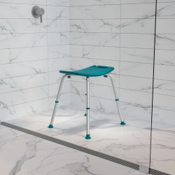 Flash Furniture Hercules Adjustable Bath And Shower Chair With Non-Slip Feet, 21-1/2"H x 19"W x 17"D, Teal