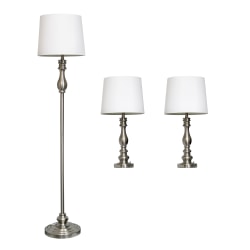 Elegant Designs Three Pack Lamp Set, 60"H, Brushed Steel