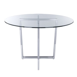 Eurostyle Legend Round Dining Table, 30"H x 36"W x 36"D, Clear/Chrome