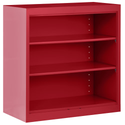 Sandusky 3-Shelf Welded Steel Bookcase, 36"H x 36"W x 18"D, Red