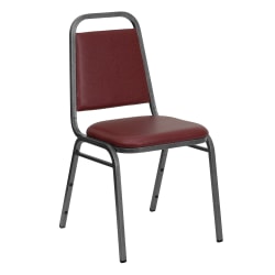 Flash Furniture HERCULES Series Trapezoidal Back Vinyl Stacking Banquet Chair with 1.5" Thick Seat, Burgundy Vinyl/Silver Vein Frame