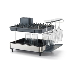 Joseph Joseph 2-Tier Steel Dish Rack With Wine Glass Holder, 12-5/8", Silver, Total Qty 1