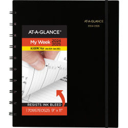 2024-2025 AT-A-GLANCE® Move-A-Page Academic Weekly/Monthly Appointment Book Planner, 9" x 11", Black, July To August, 70957E05
