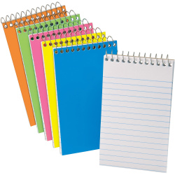 Ampad Glow Mini Memo Book - Spiral Bound - 15 lb Basis Weight - 3" x 5" - Glow Pink, Glow Blue, Glow Orange, Glow Green, Glow Yellow Cover - Compact - 1 Each