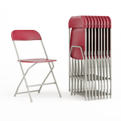 Flash Furniture HERCULES Series Premium Plastic Folding Chairs, Red, Set Of 10 Chairs