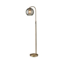 Adesso Camden Floor Lamp, 58-1/4"H, Smoked Swirled Glass Shade/Antique Brass Base