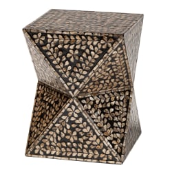 Baxton Studio Feronia Modern Bohemian Mother Of Pearl Square End Table, 18-1/8"H x 13-13/16"W x 13-13/16"D, Black/Bronze