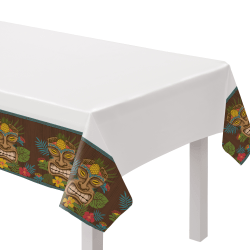 Amscan Vintage Tiki Plastic Table Covers, 54" x 84", Pack Of 2 Covers