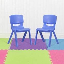 Flash Furniture Plastic Stackable School Chairs With 15-1/2" Seat Height, Blue, Set Of 2 Chairs