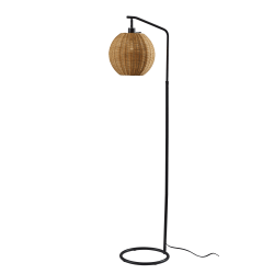 Adesso Maeve Floor Lamp, Black/Brown Rattan Shade