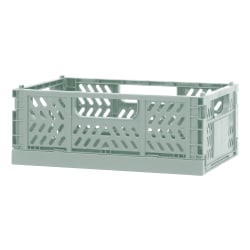 Office Depot® Brand Folding Stacking Storage Crate, 3-5/16"H x 8-5/16"W x 5-3/4"D, Sage
