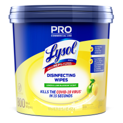 Lysol Disinfecting Wipe Bucket w/Wipes - Lemon & Lime Blossom Scent - 8" Length x 6" Width - 800 Each - White