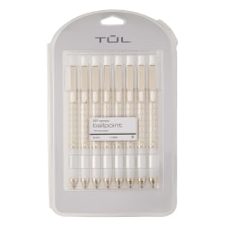 TUL® BP Series Retractable Ballpoint Pens, Medium Point, 1.0 mm, White Geometric Barrel, Black Ink, Pack Of 8 Pens